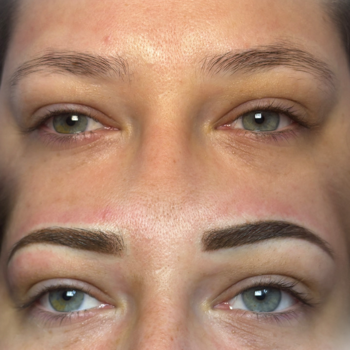 Before and after powder brows result