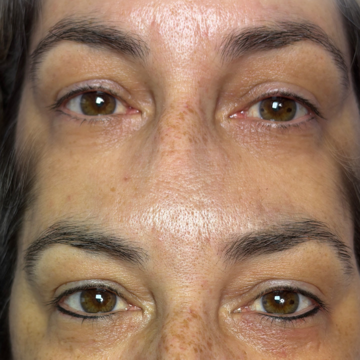 Natural nano brow before and after transformation